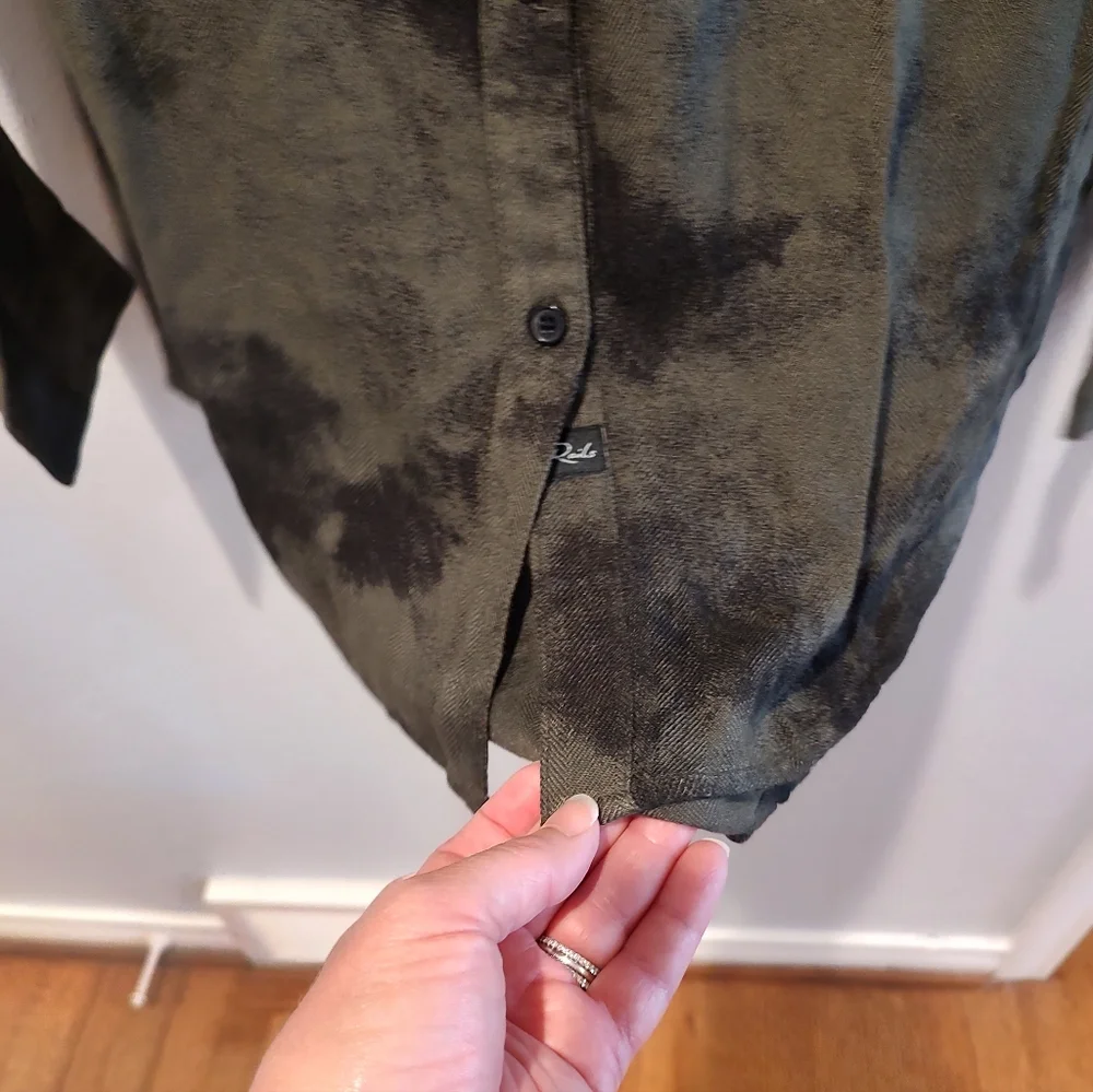 Rails Long Sleeve Hunter Olive Tie Dye Women’s Shirt Black M - Picture 7 of 12
